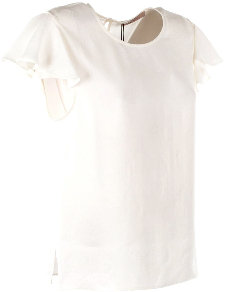 TWINSET ROUND-NECKED LOTUS LEAF EDGE T-SHIRT