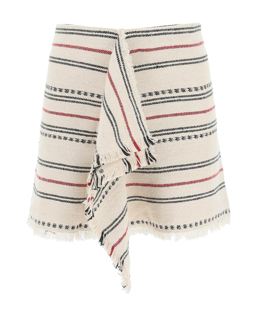 Isabel Marant Étoile Jiloa Stripe Cotton Blanket Skirt In Nude