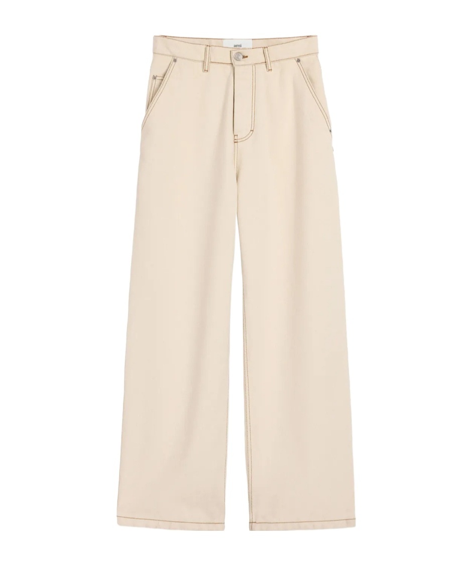 Shop Ami Alexandre Mattiussi Ami Paris Wide Fit Jeans In Nude