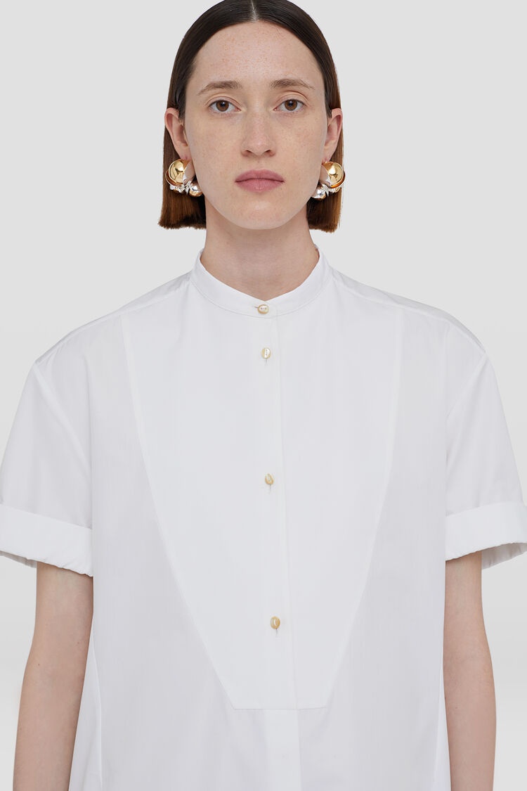 Jil Sander Button-up White Midi Dress With Relaxed Fit In White