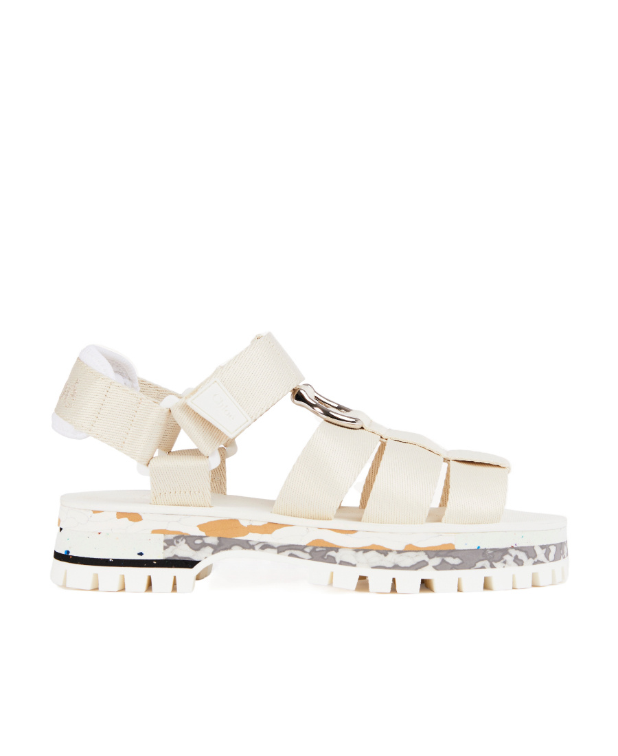 Chloé Logo Sandals In White