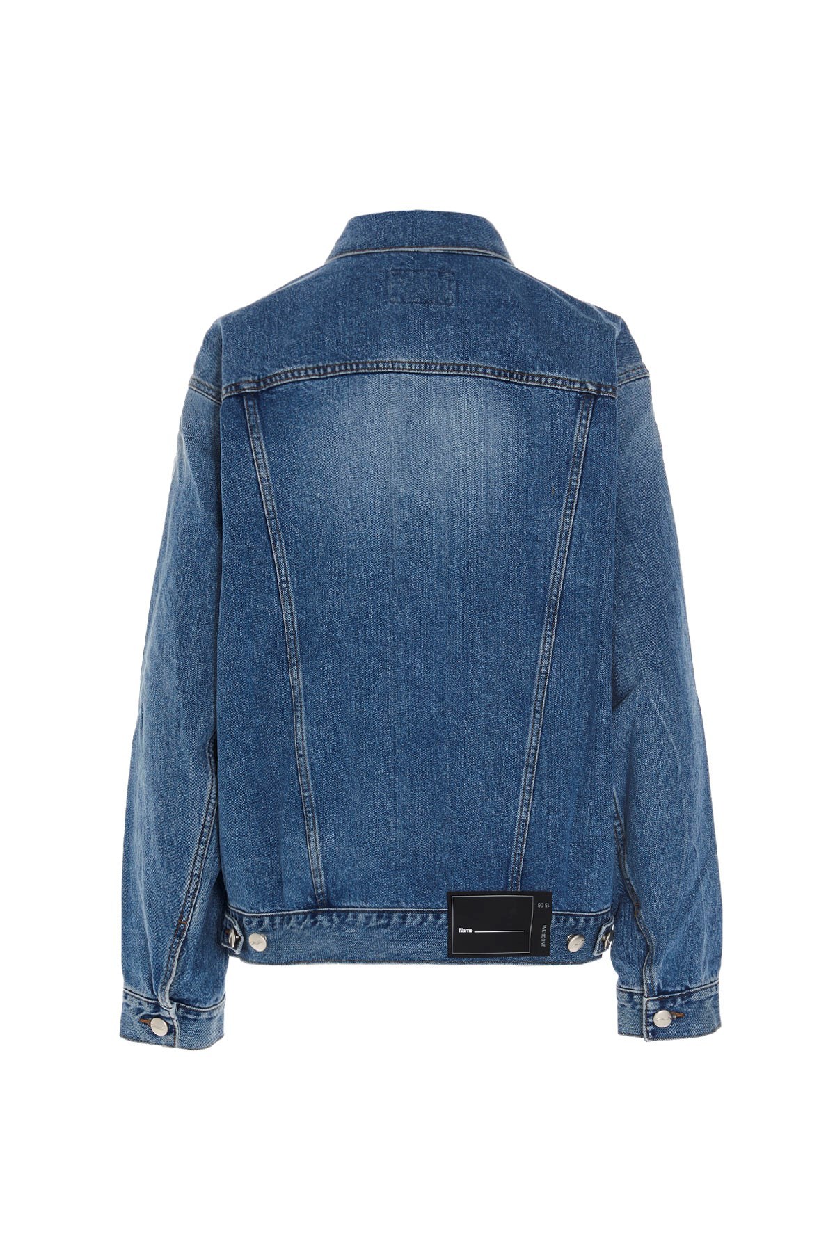 We11 Done Logo-print Zip-detail Denim Jacket In Blue