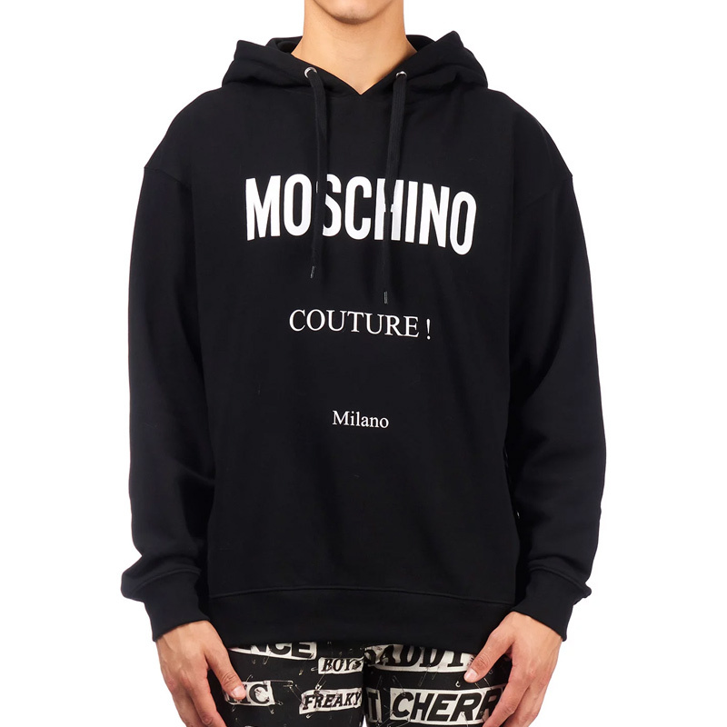 Moschino Man Sweatshirt Black Size 42 Organic Cotton In Black