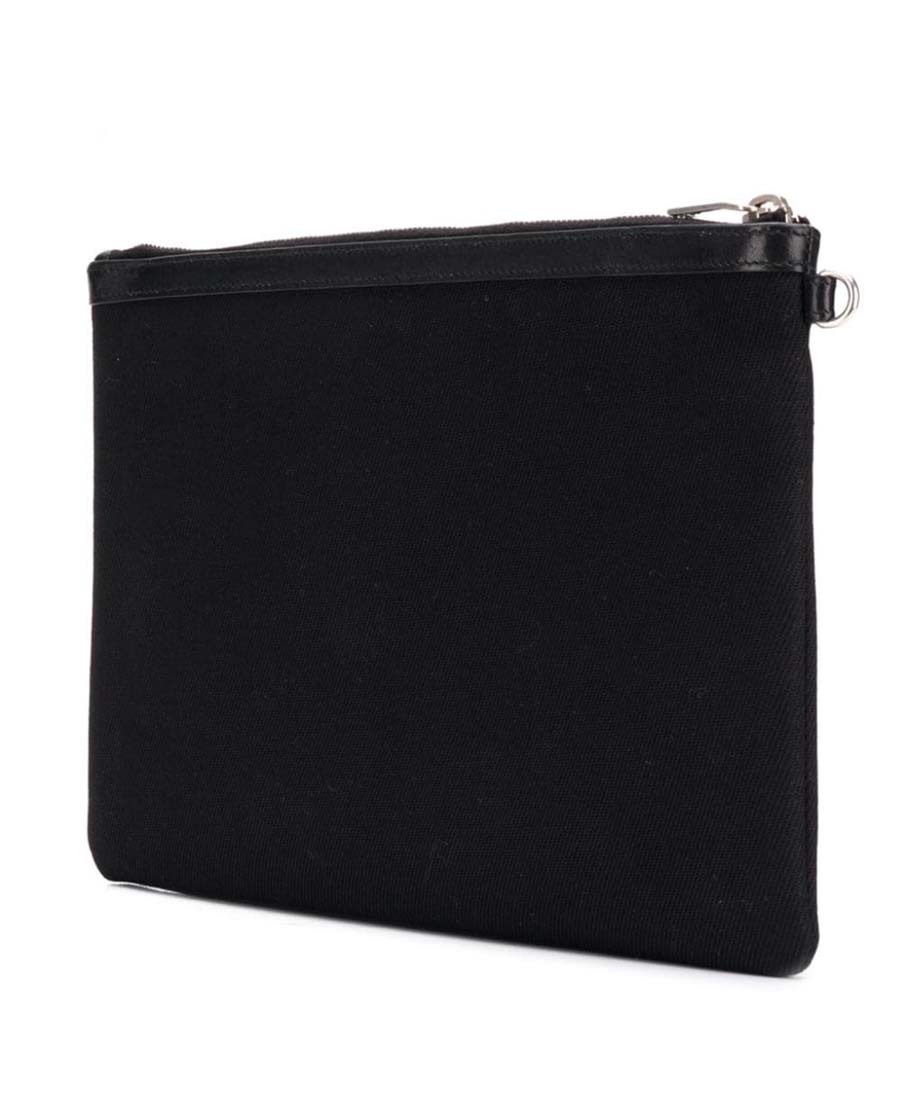 Saint Laurent Rive Gauche Logo-print Clutch In Black