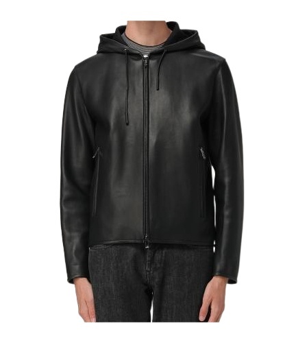 Emporio Armani Man Jacket Black Size 42 Lambskin In Black