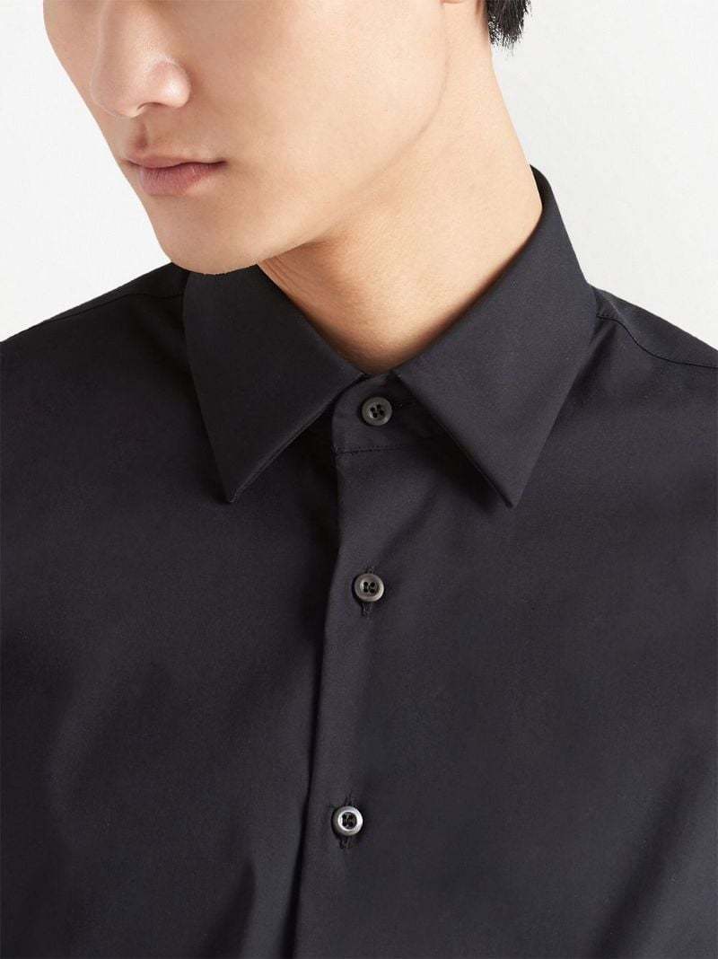 Prada Men's Classic Stretch Poplin Sport Shirt In Black