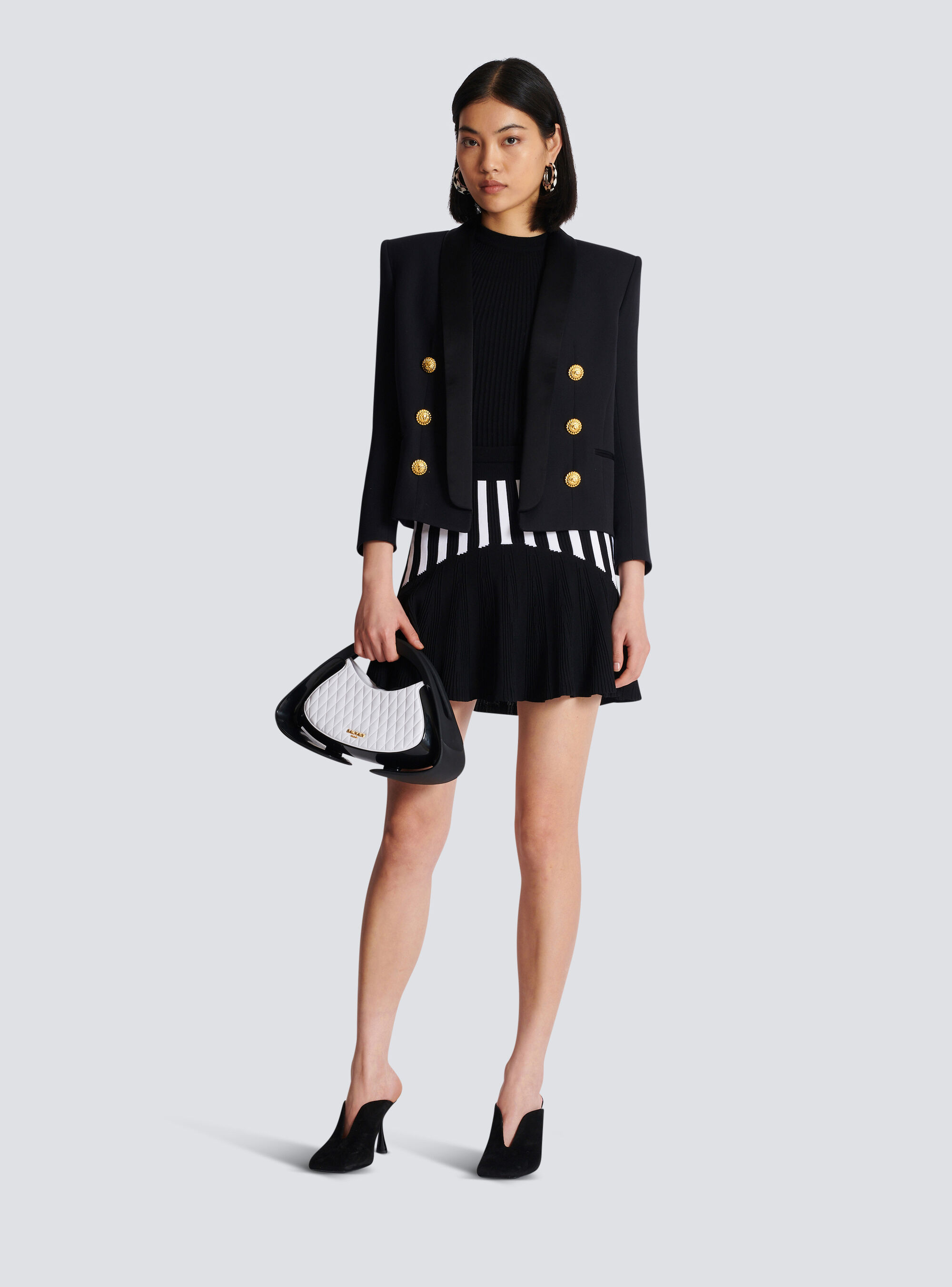 Balmain Boxy Wool Jacket In Black