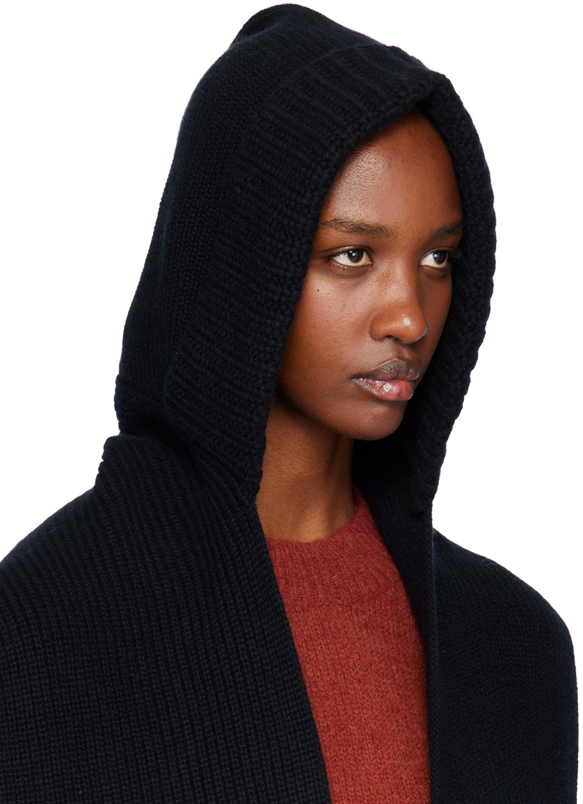 Yves Salomon Hooded Scarf In Black