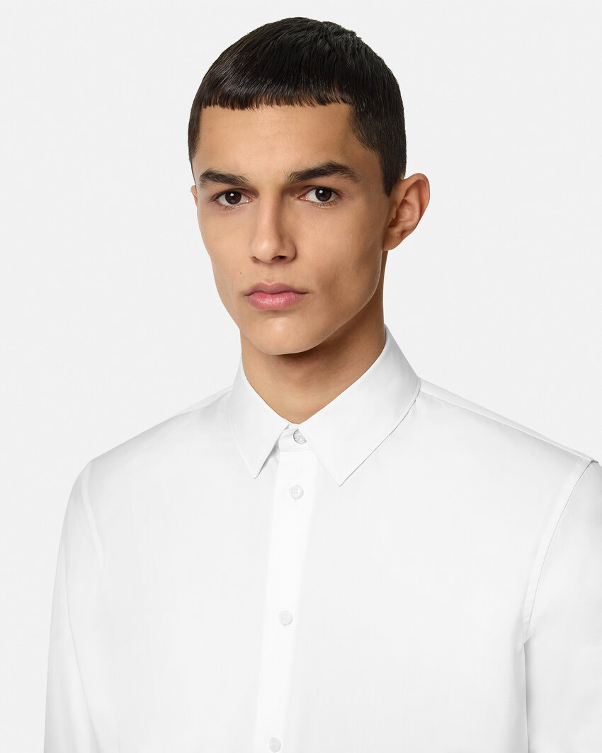 Versace Barocco Jacquard Button-up Shirt In White