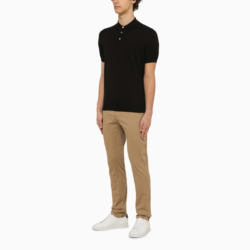 Drumohr Lapel Short-sleeved Polo Shirt In Black