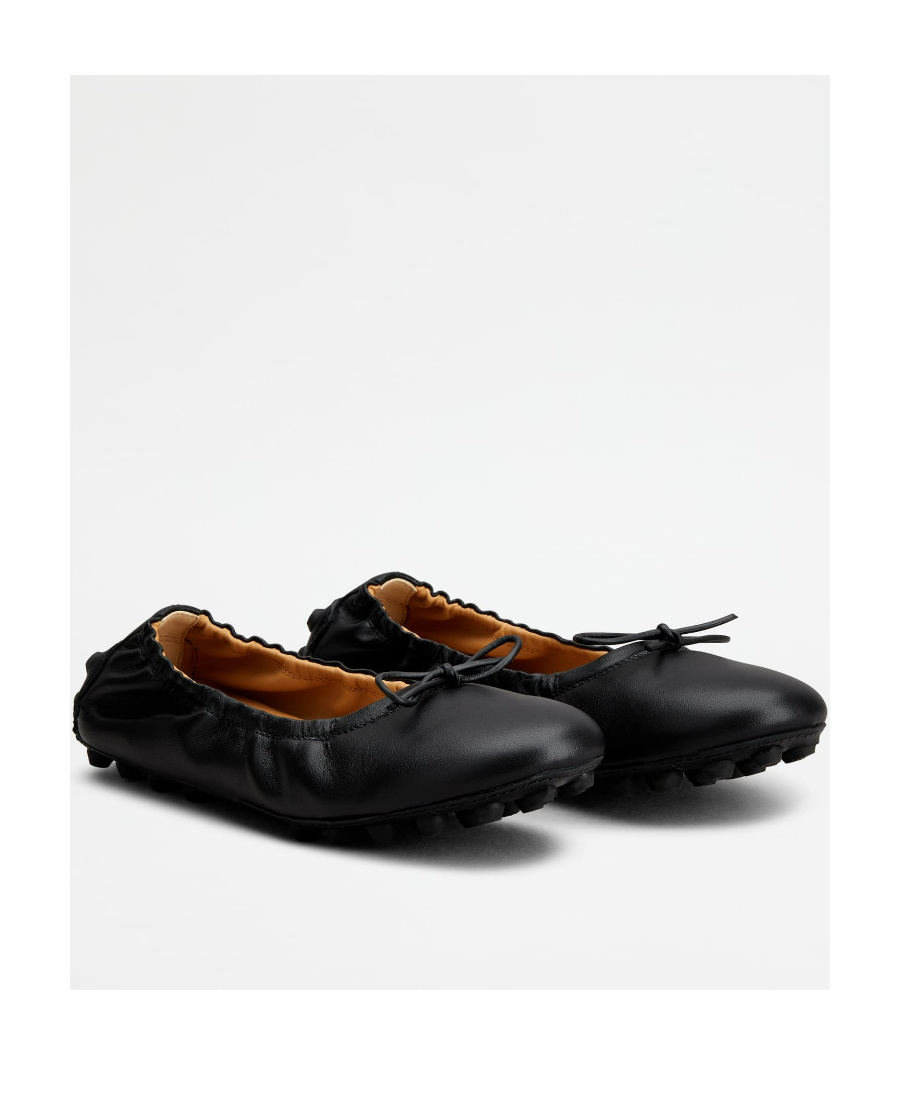 Tod's Gommino Bubble Leather Ballet Flats In Black