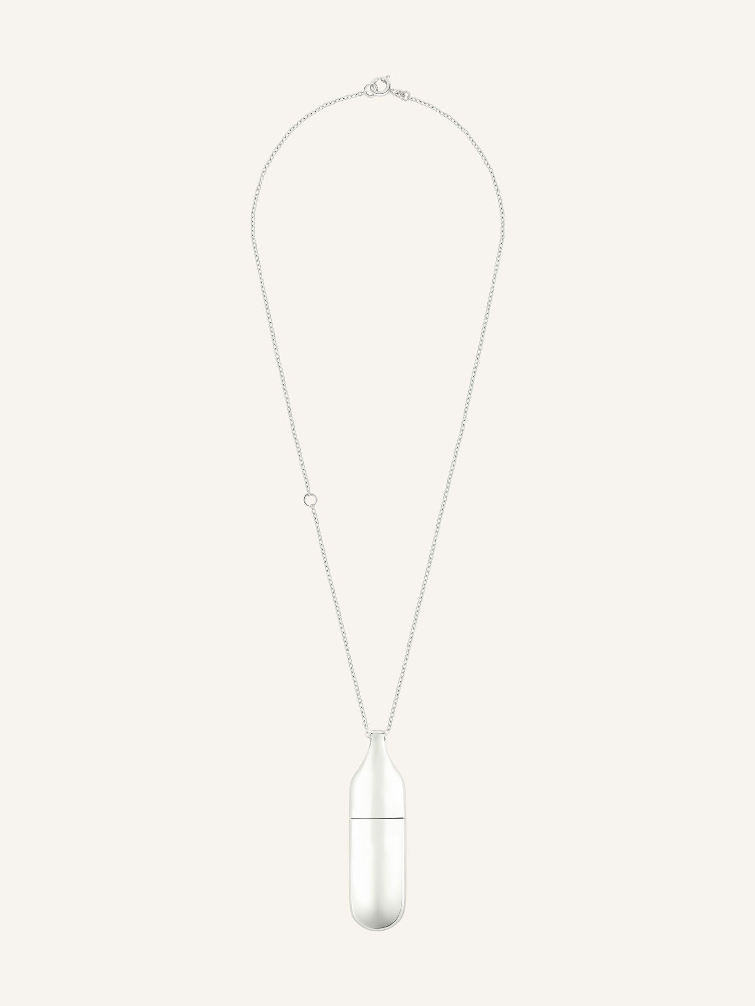 Courrèges Flask Silver Tone Neckless In White