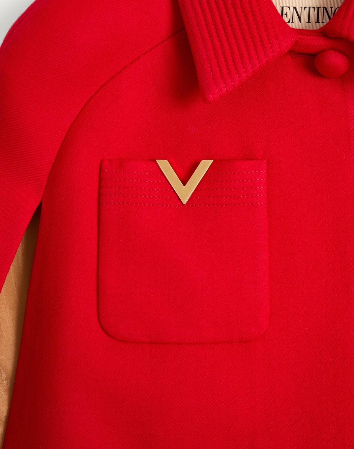Valentino Drill Double Cape Woman Red 42 In Red