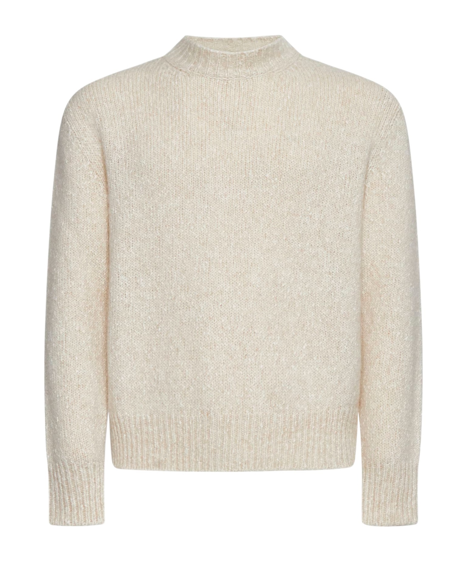 Lardini Ivory Bouclé-effect Crewneck Sweater In Nude