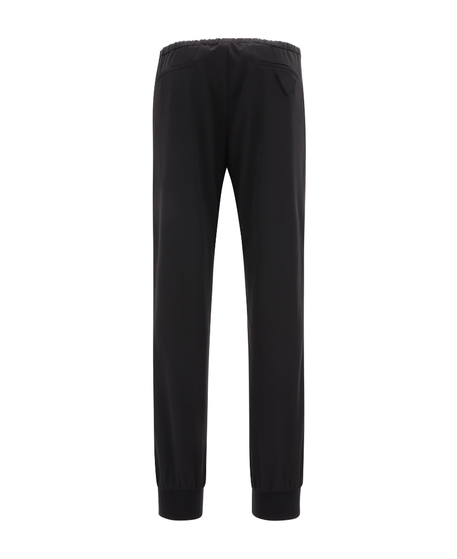 Prada Triangle-logo Silk-blend Track Pants In Black