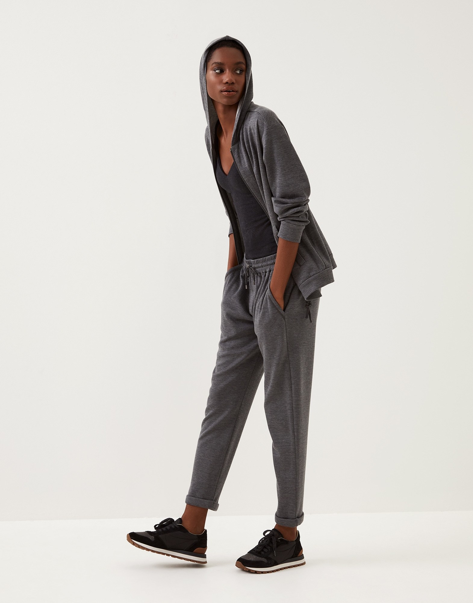 Brunello Cucinelli Tapered-leg Drawstring Track Pants In Gray