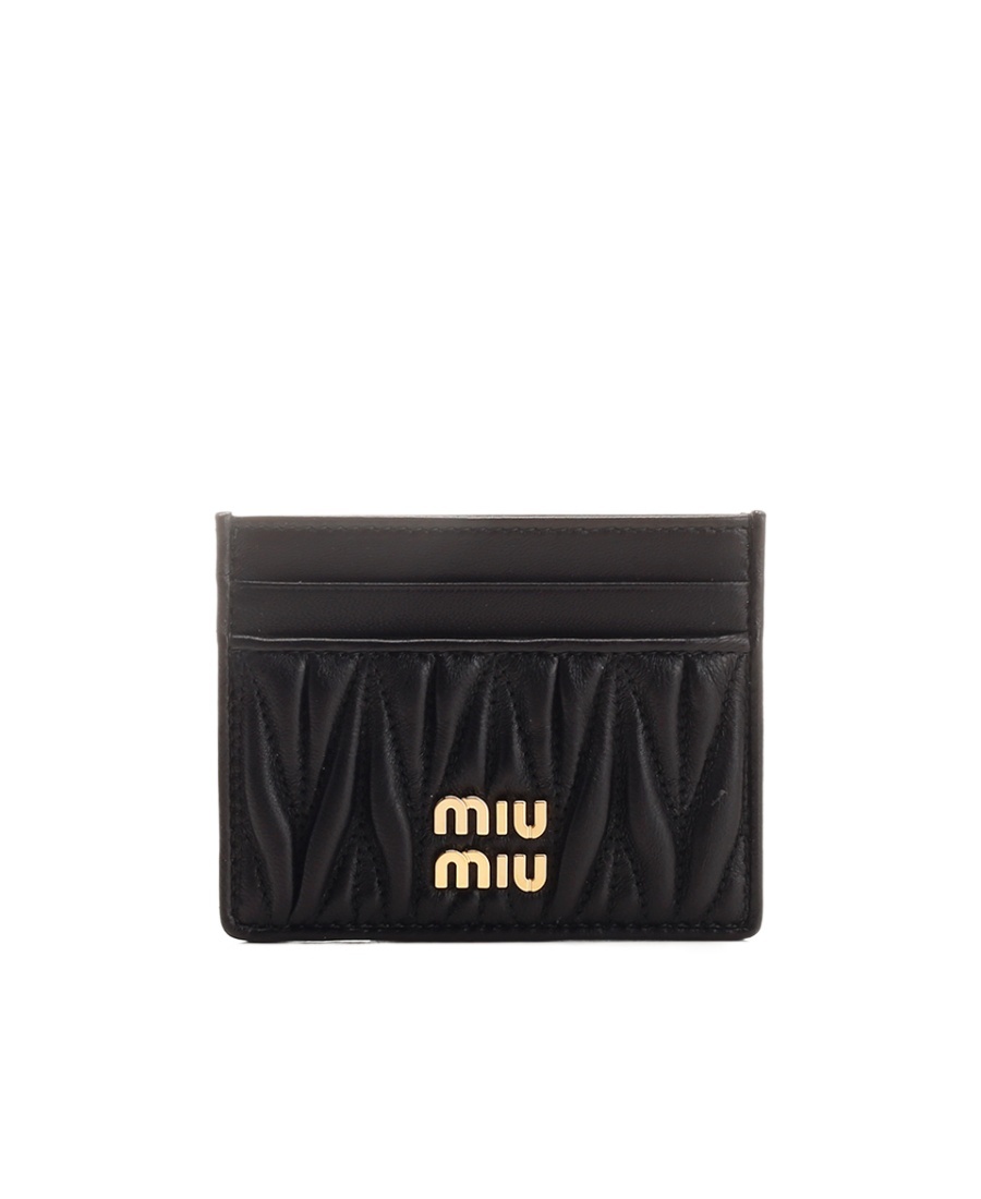 Shop Miu Miu Matelassé Nappa Leather Card Holder In Black