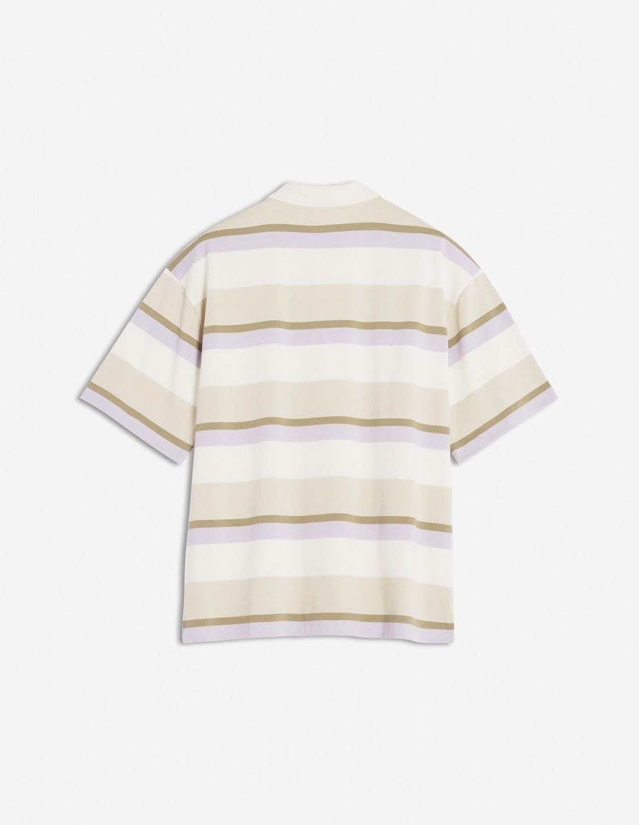 Maison Kitsuné Multicolor Oversize Polo Shirt With Logo Patch On The Front And All-over Striped Motif In Multi