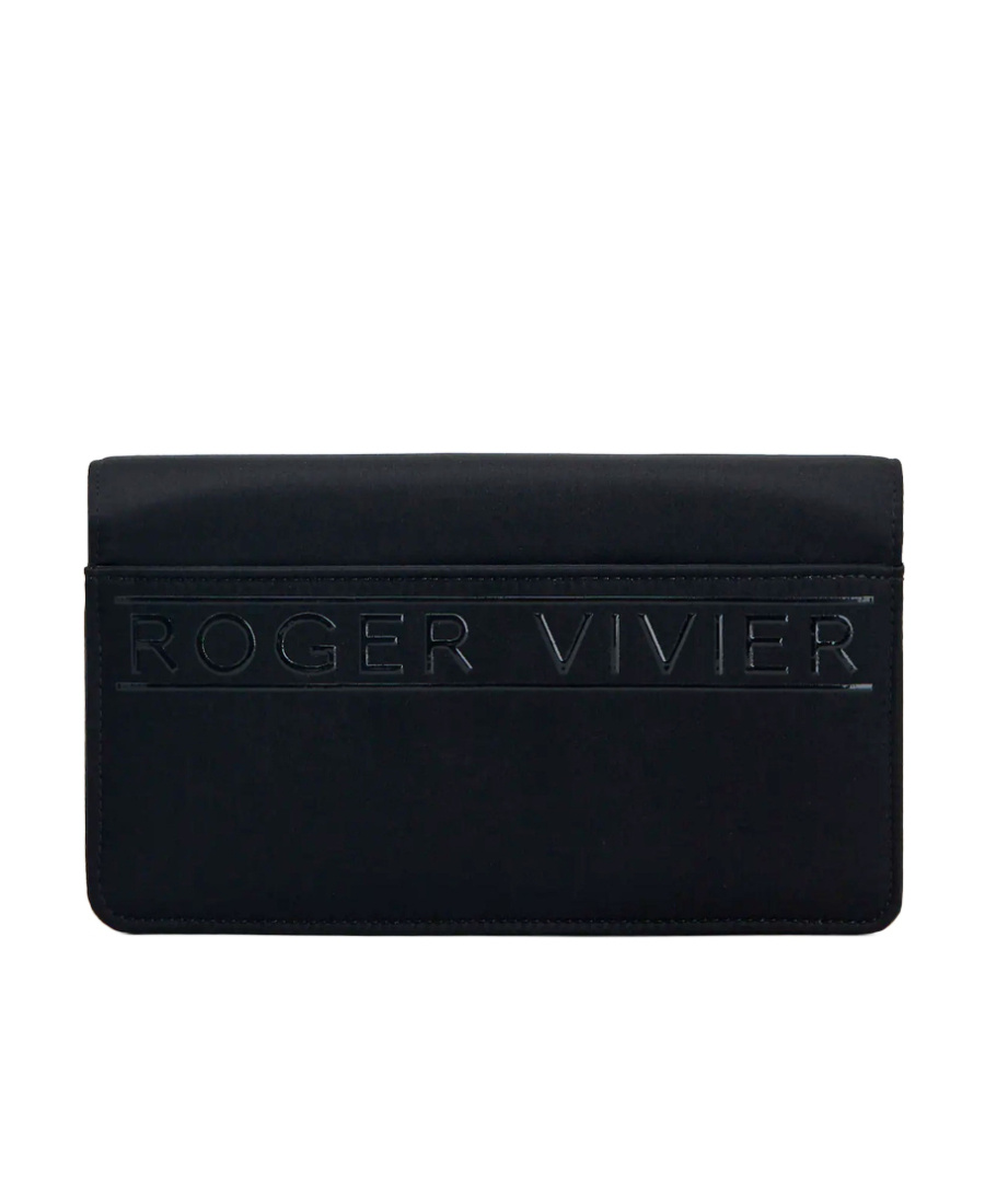Roger Vivier Crystal-embellished Clutch Bag In Black