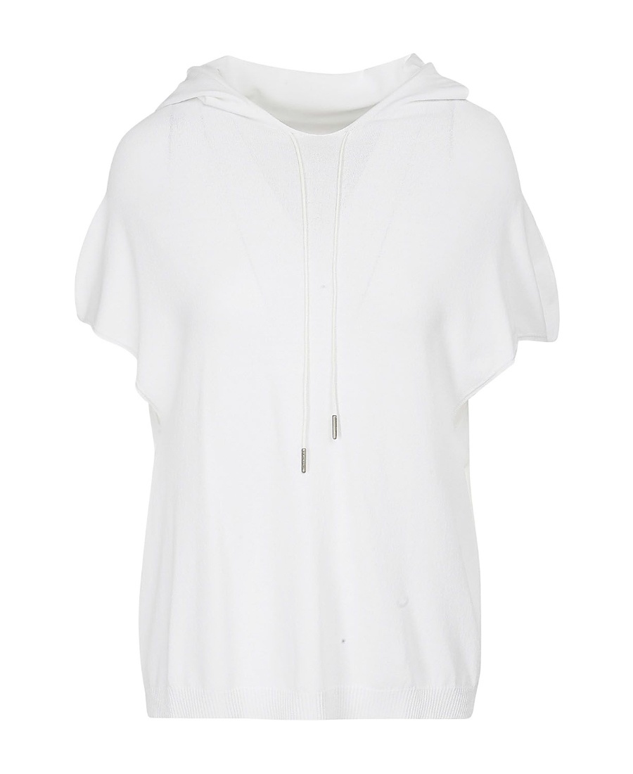 Shop Fabiana Filippi Sleeveless Drawstring Hoodie In White