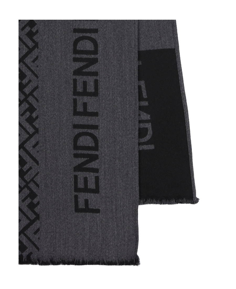 FENDI FF-LOGO FRINGED SCARF 