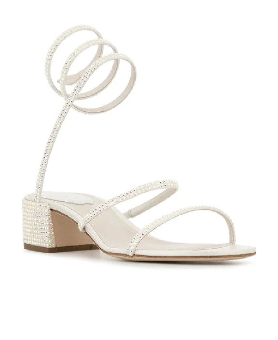 René Caovilla Cleo Crystal-embellished Sandals In White