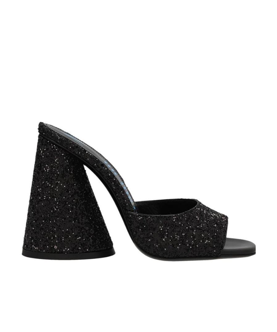Attico The  Logo Printed Slip-on Sandals In Black