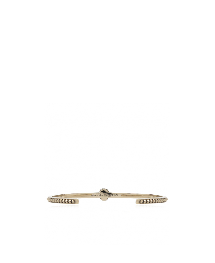 Alexander Mcqueen Skull Charm Cuff Bracelet In Yellow