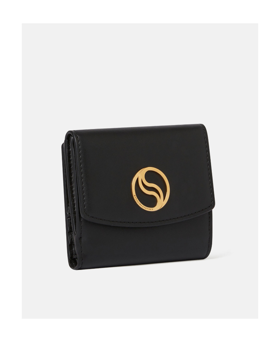 Stella Mccartney S-wave Small Flap Wallet In Black