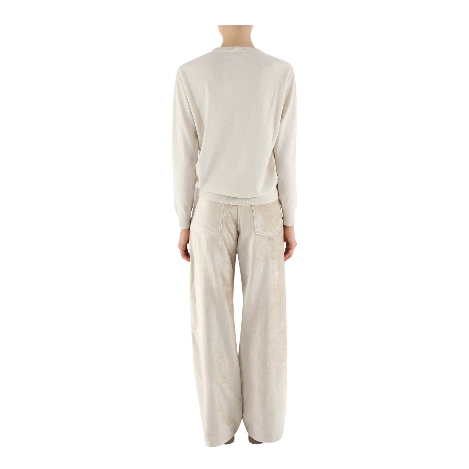 Brunello Cucinelli Wide-leg Velvet Trousers In White