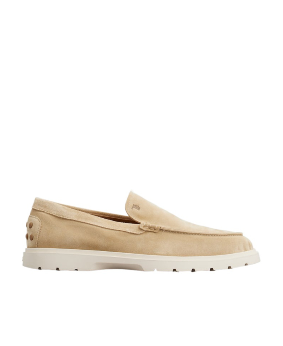 Tod's Sand Suede Loafers In Nude