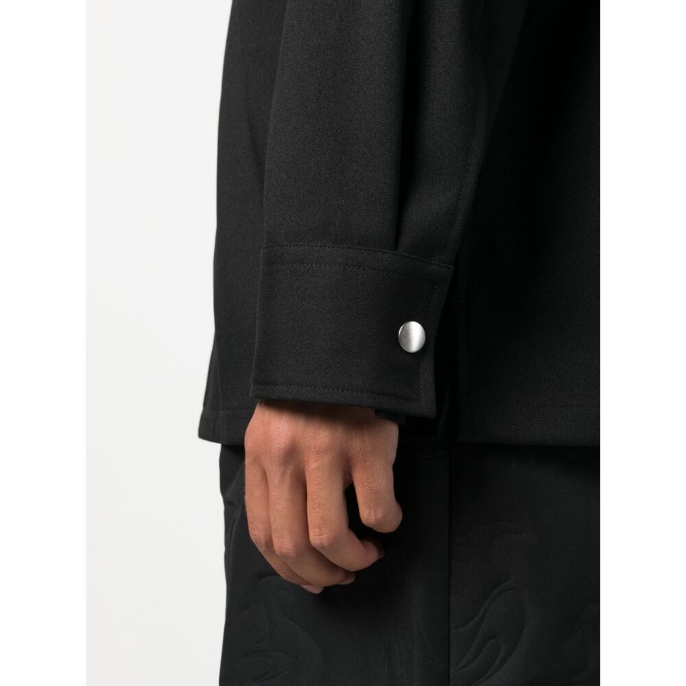 Jil Sander Minimalist Zippered Wool Overshirt In Black