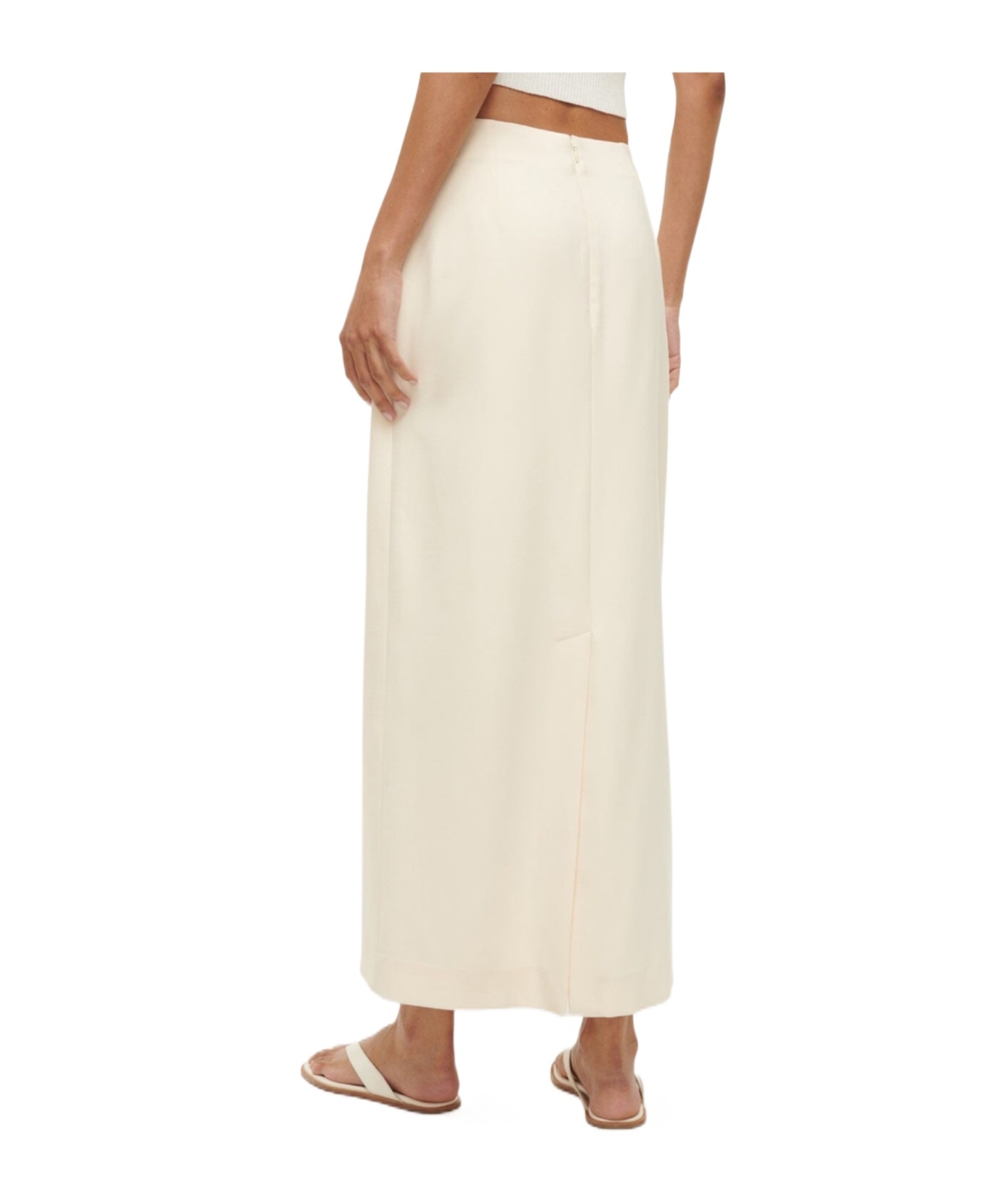 Staud Smith Tailored Midi Column Skirt In Nude