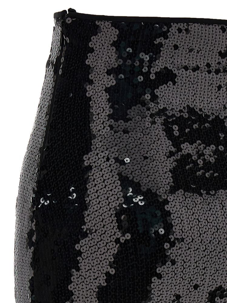 Alexandre Vauthier Black Mesh Midi Skirt In Black