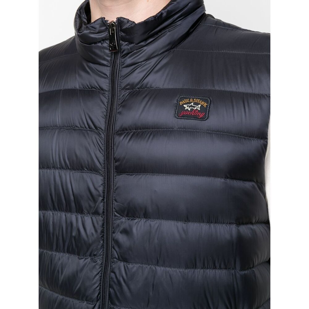 Paul & Shark Detachable-hood Ultralight Vest In Black
