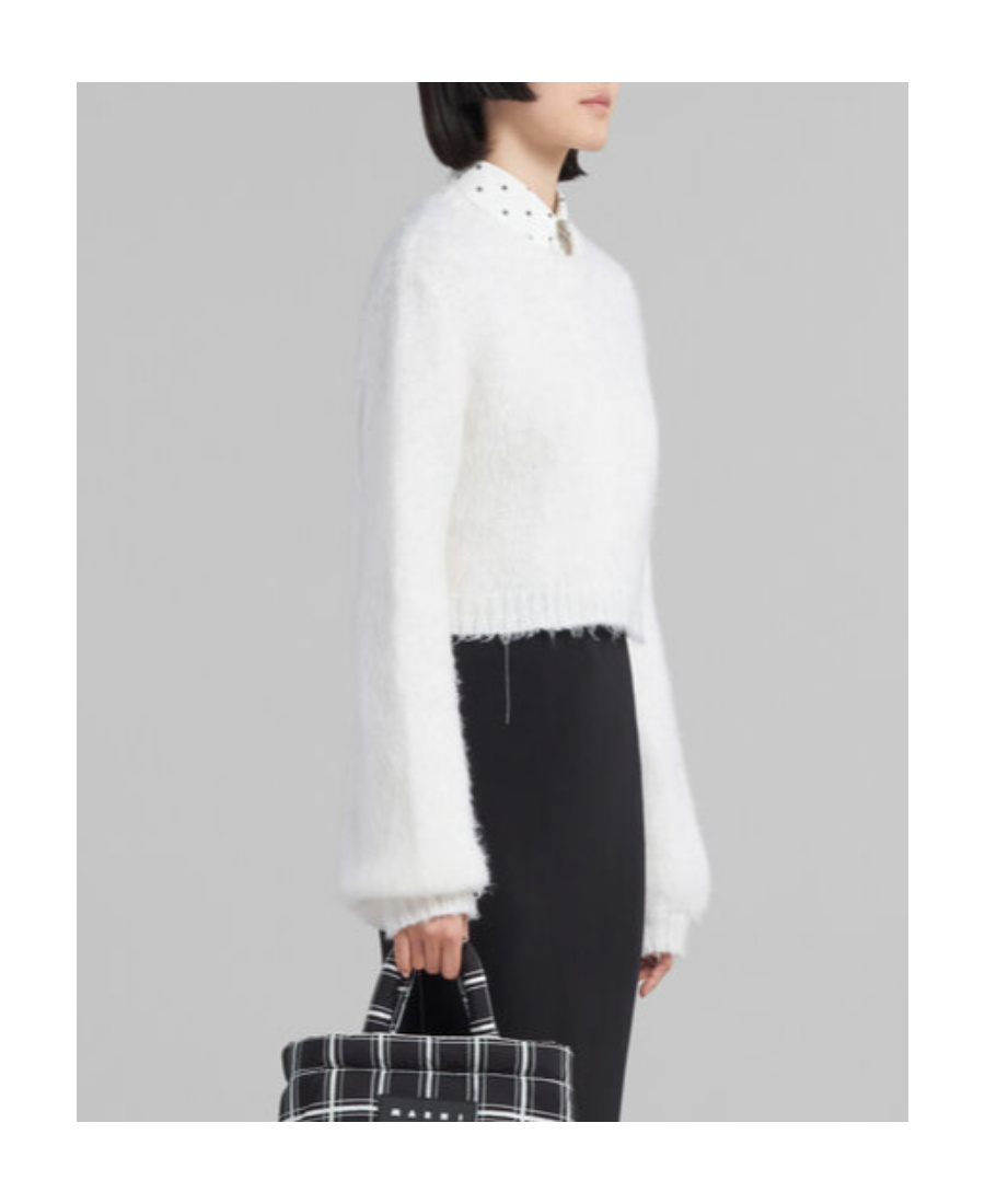 Marni Round-neck Cropped Jumper In White
