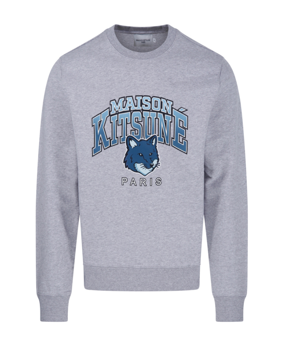 Maison Kitsuné Maison Kitsune Crew Neck Sweatshirt With Campus Fox Print In Gray