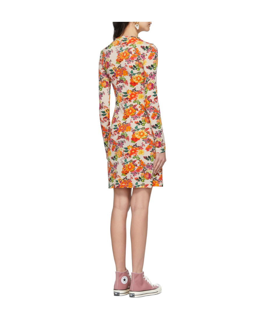 Rabanne Floral Print Dress In Nude