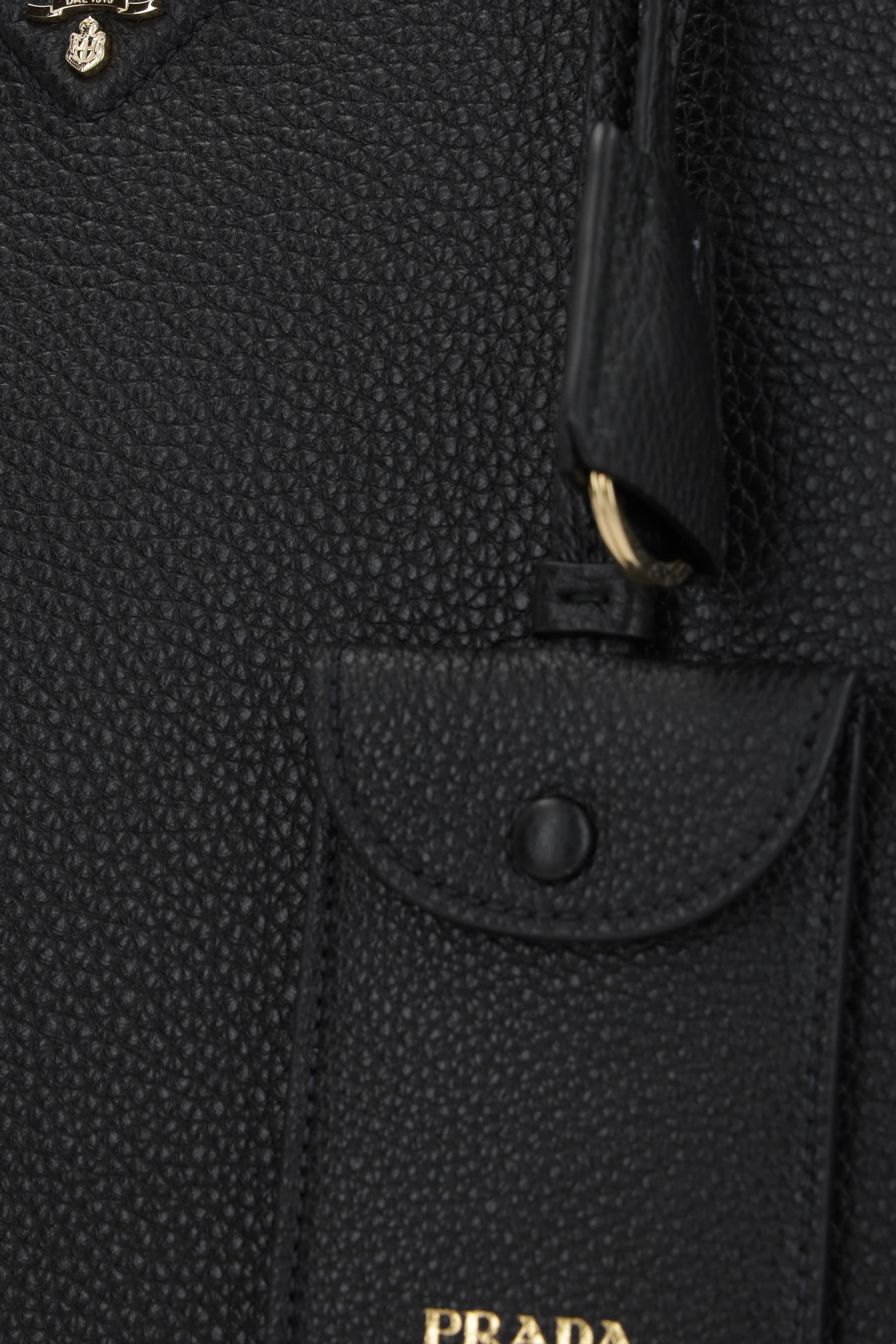 Prada Large Leather Tote Bag In Black