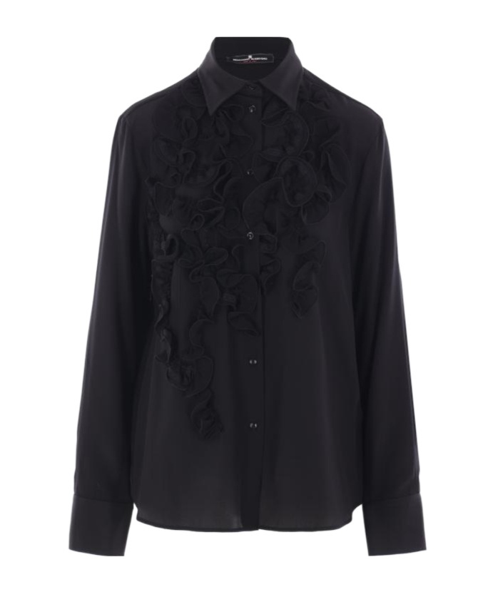 Ermanno Scervino Ruffle-detail Shirt In Black