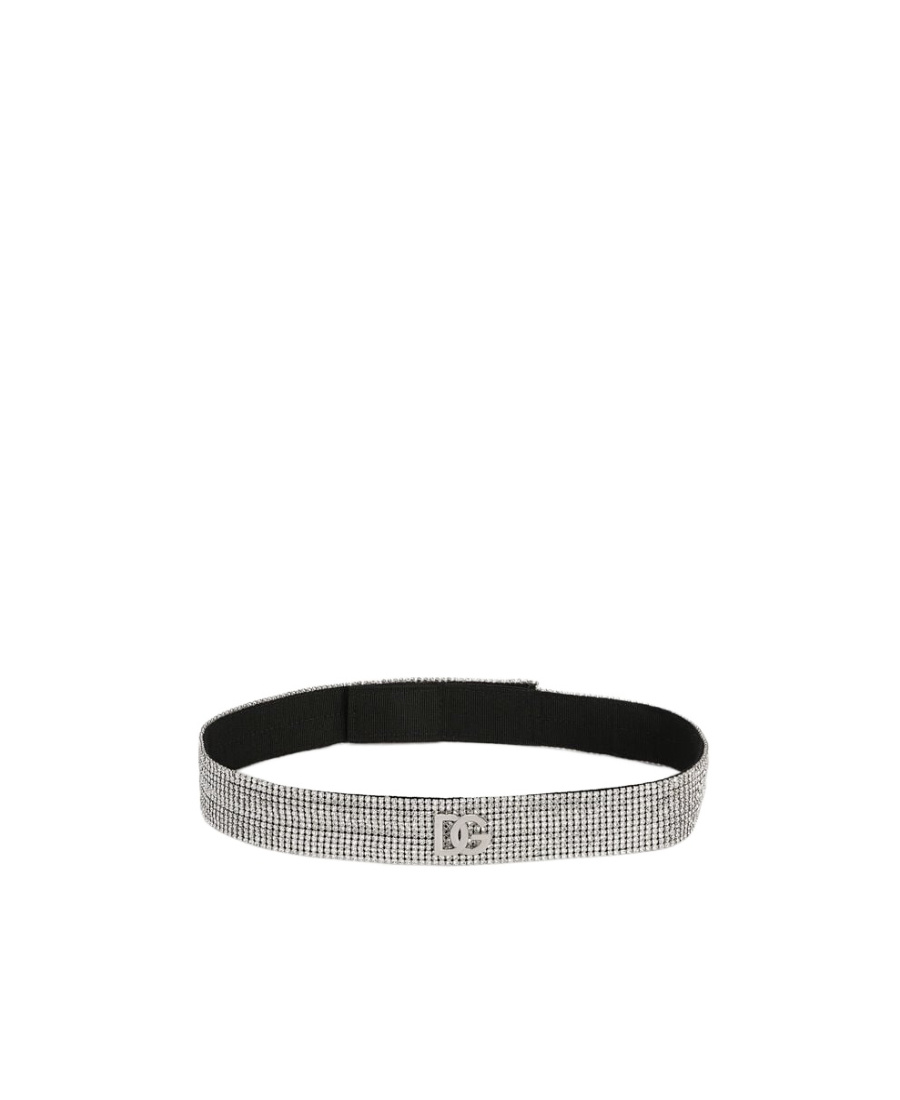 Dolce & Gabbana High-waist Crystal Mesh Belt In Gray