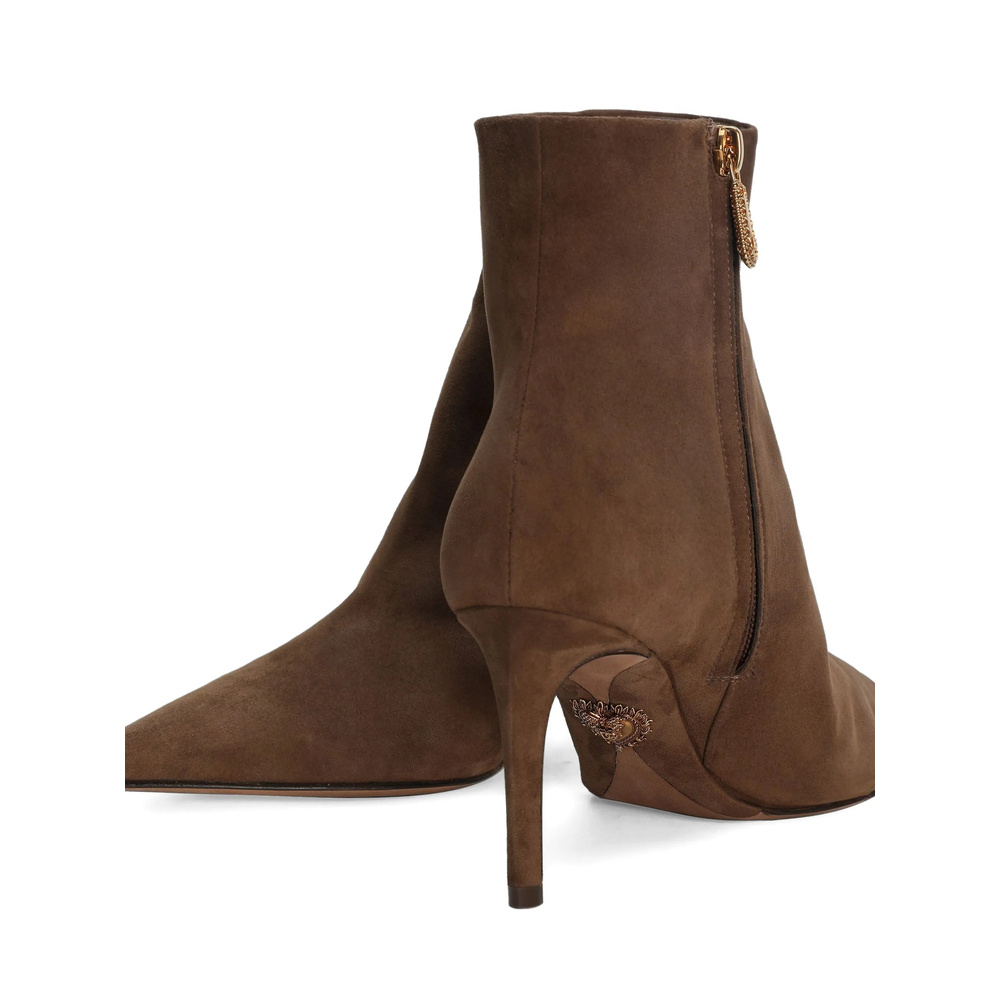 Dolce & Gabbana 75mm Devotion Pointed-toe Ankle Boots In Brown