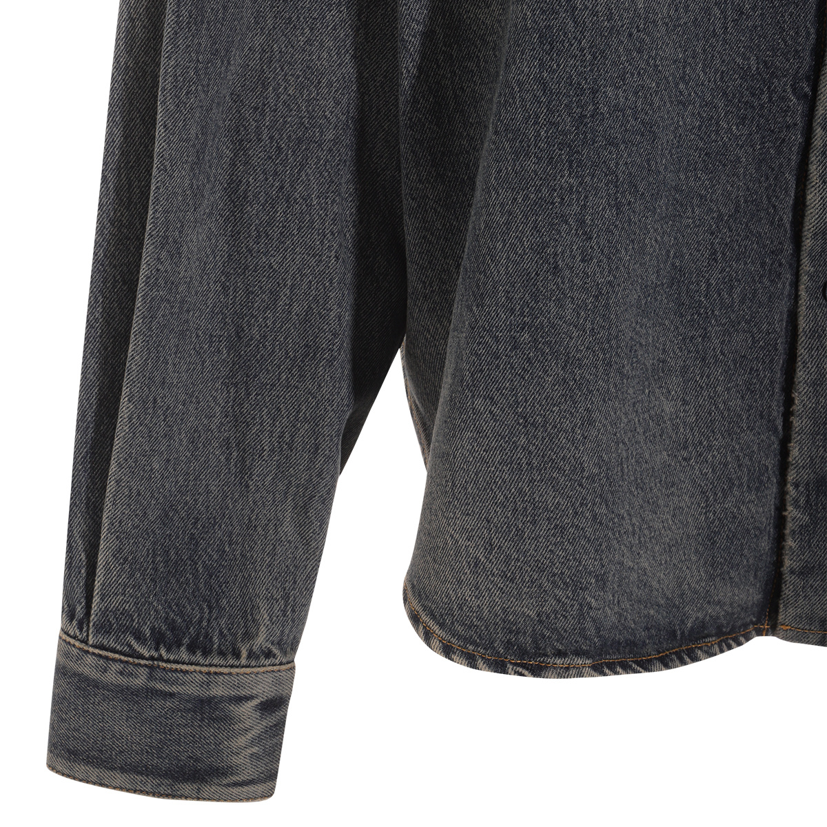 Balenciaga Blue Oversized Shirt With Chest Pocket And Washed Effect In Cotton Woman In Black