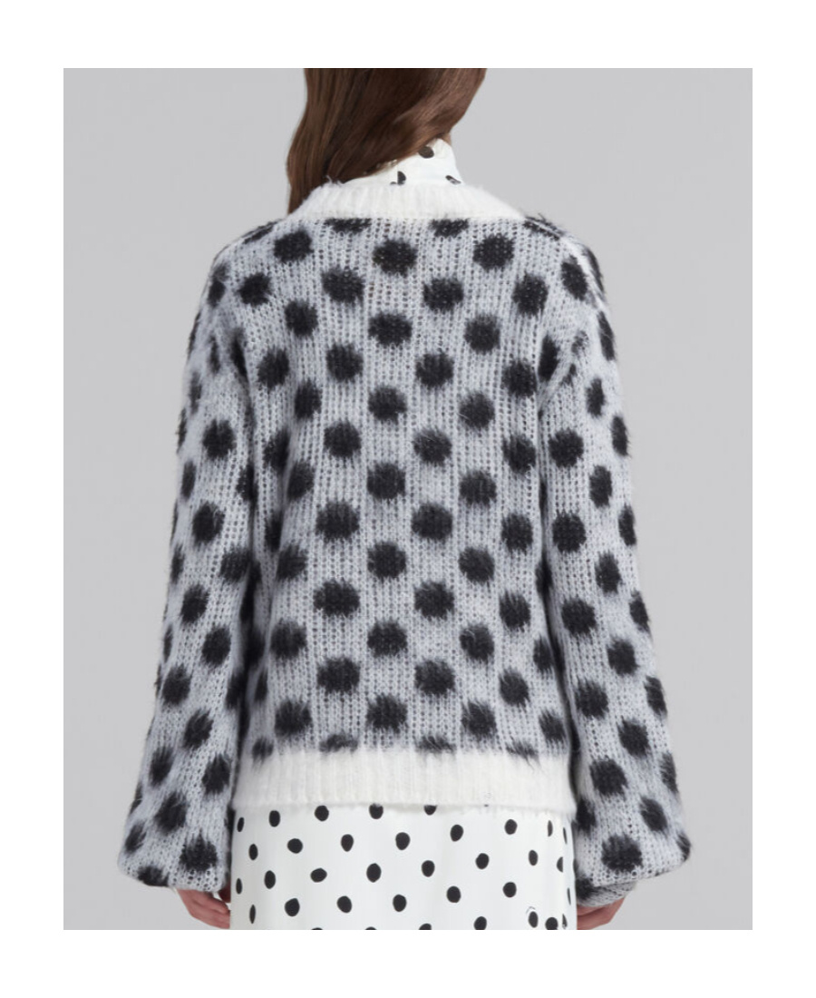 Marni Polka-dot Mohair Blend Sweater In Gray