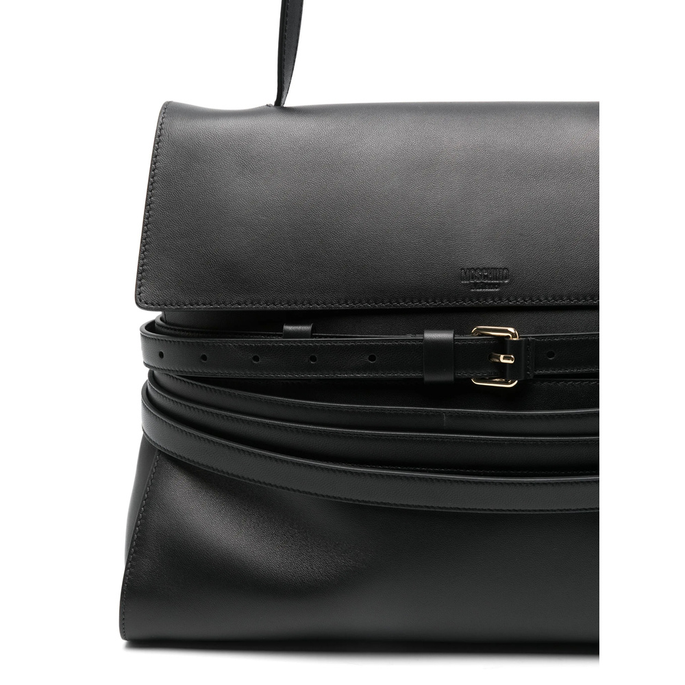 Moschino Women Tie Me Medium Shoulder Bag In Black