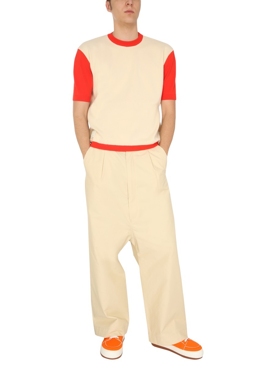 Sunnei T-shirt With Contrasting Profiles In Nude