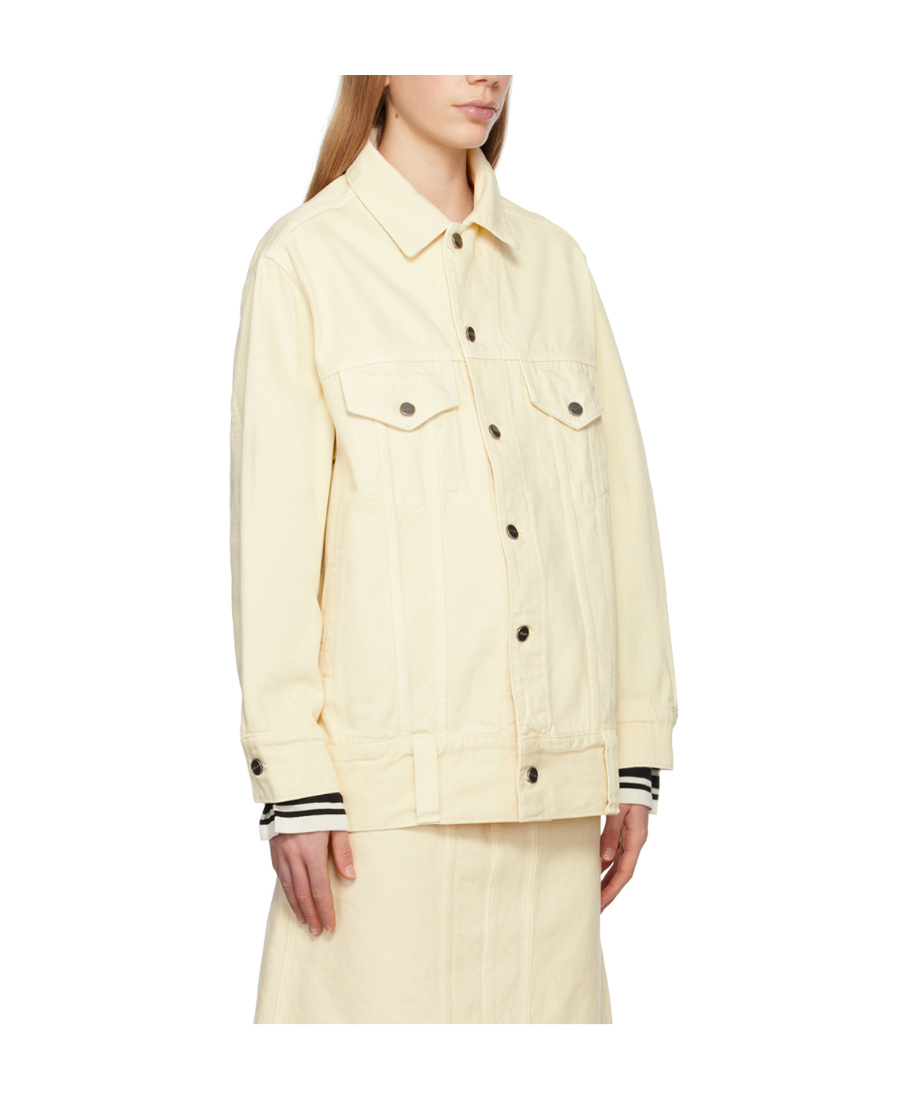 Khaite Square Collar Button Denim Coat In White