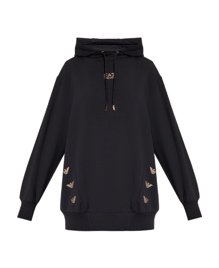 EA7 LOGO-PRINT LONG-SLEEVE HOODIE