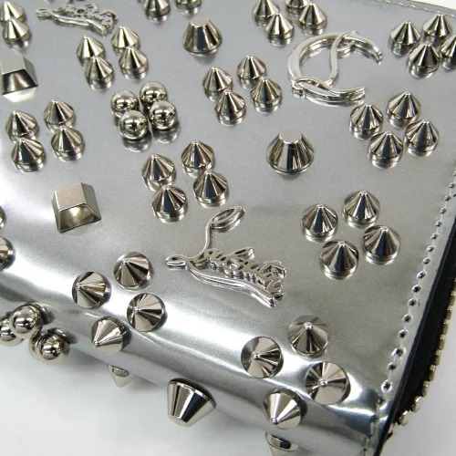Christian Louboutin Rivet Zipper Purse In White