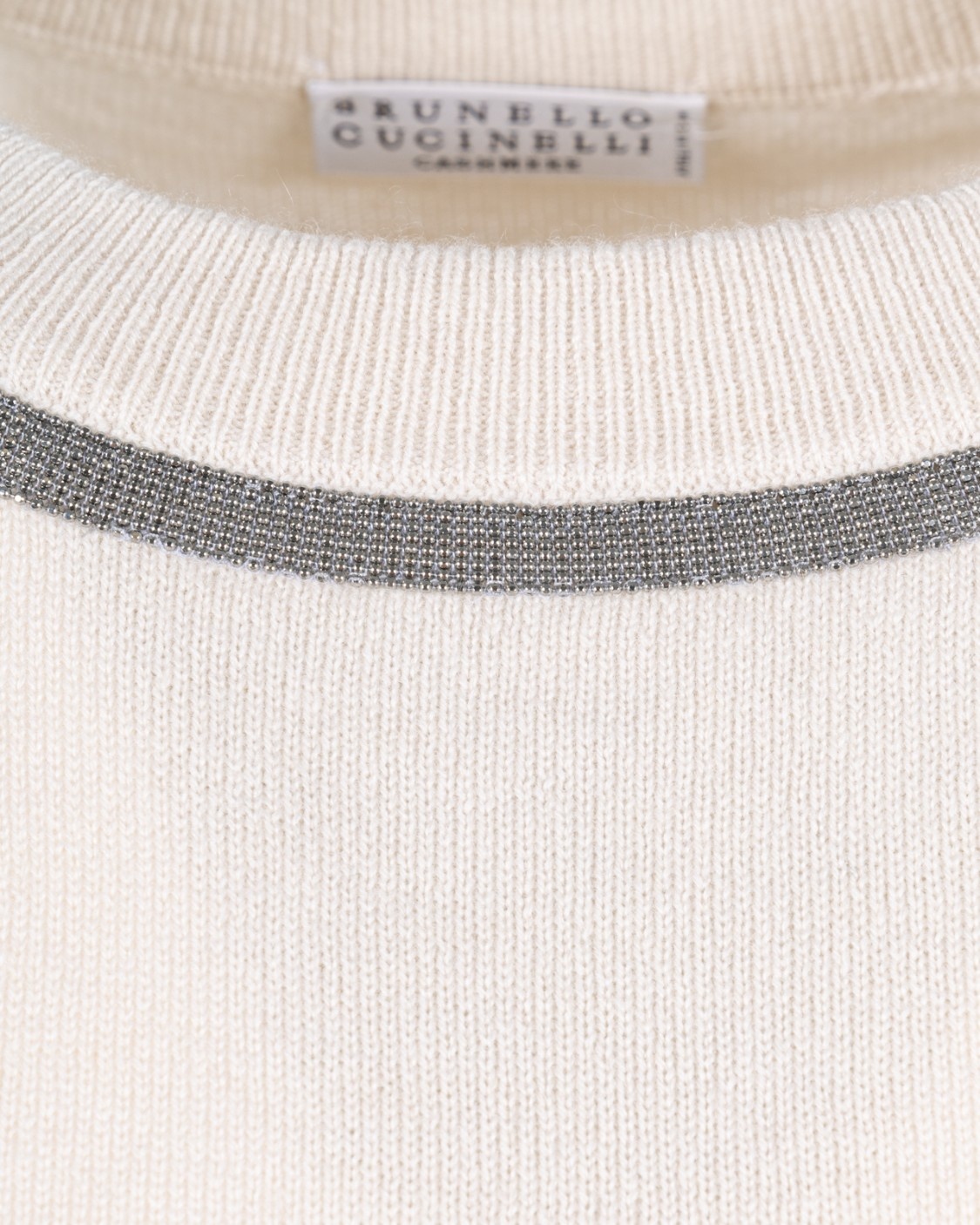 Brunello Cucinelli Embellished Ribbed Sweater In White